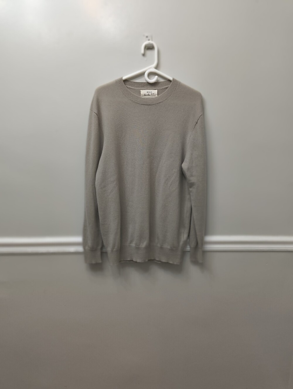 Zara Origins Men's 100% Cashmere Crewneck Sweater Beige Cream L Quiet Luxury - Picture 3 of 10